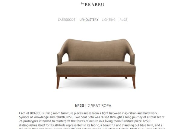 A two-seater sofa with a tufted back and seat. The frame is made of dark wood and the upholstery is a neutral-toned fabric. — 3D model