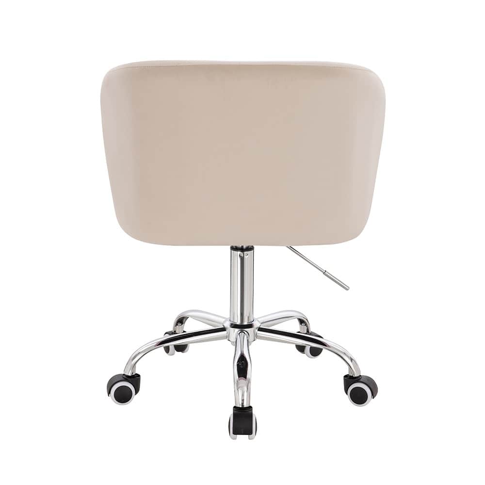 A modern office chair with a padded backrest and seat, featuring a chrome-plated five-star base with… — 3D model
