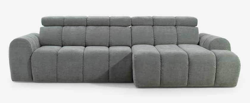 A modular sectional sofa with a modern design. It features a channel-tufted upholstery with rounded… — 3D model