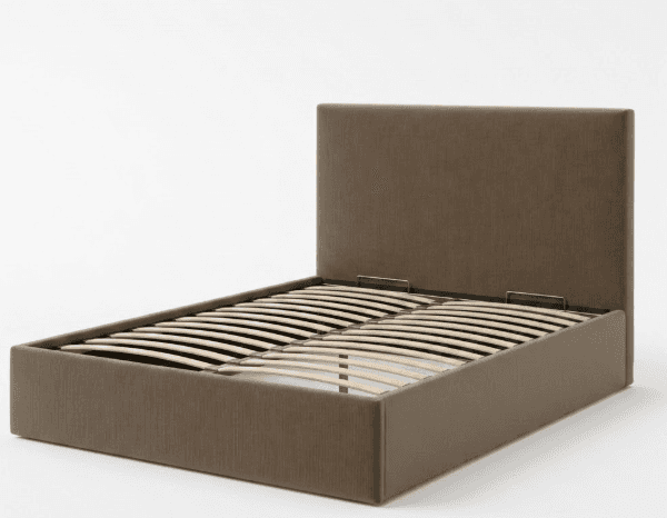 A modern upholstered platform bed frame featuring a simple, clean design with an integrated headboar… — 3D model