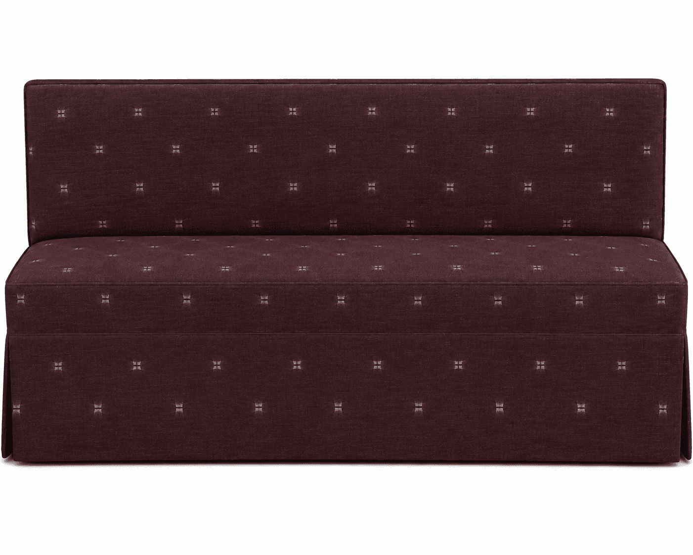 An upholstered, armless seating unit featuring a high, straight backrest and a skirted base. It is c… — 3D model