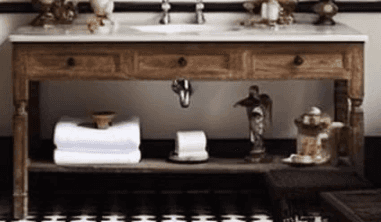 A transitional bathroom vanity featuring a light natural wood frame, a white marble countertop, and… — 3D model