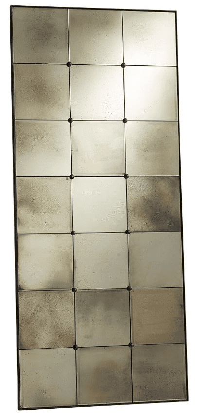 A rectangular mirror composed of multiple square mirrored panels. The panels exhibit an antiqued or… — 3D model