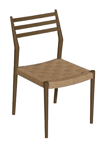 An armless contemporary dining chair featuring a dark brown or bronze-finished frame and a distincti… — 3D model