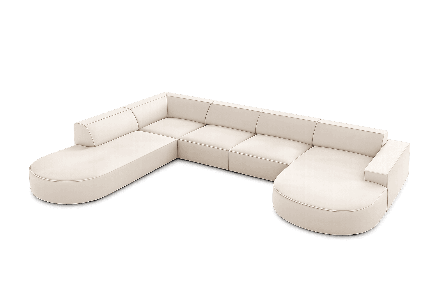 A modular sectional sofa with a U-shaped configuration. It features rounded end pieces and clean lin… — free SKP 3D model