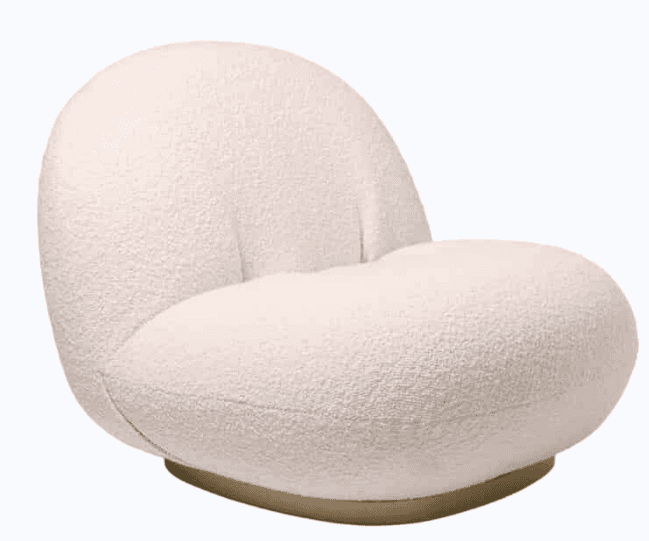 A contemporary armchair with a rounded, organic silhouette. The chair features a low profile, a deep… — free OBJ 3D model