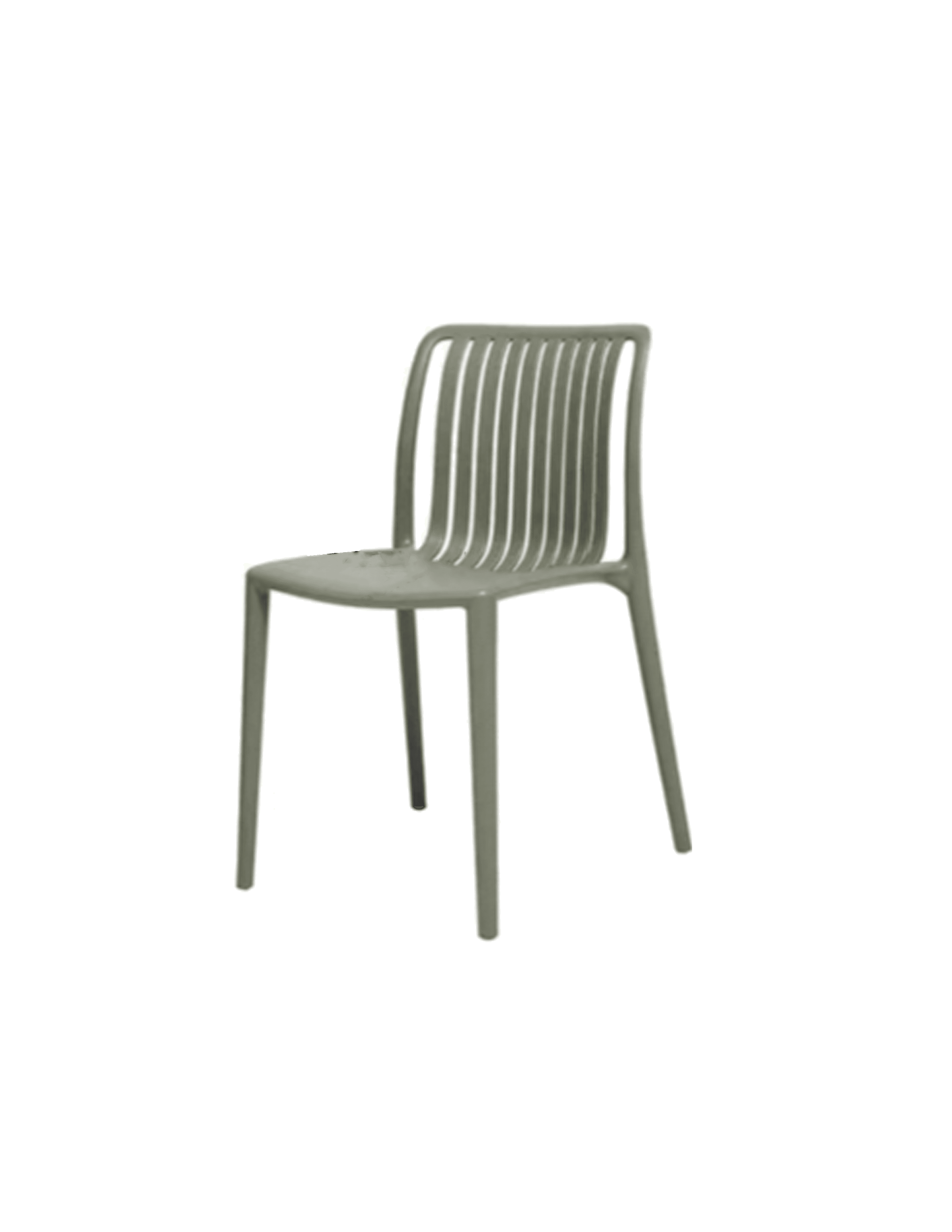 A contemporary-style side chair with a molded seat and back. The backrest features vertical slats, p… — free GLTF 3D model
