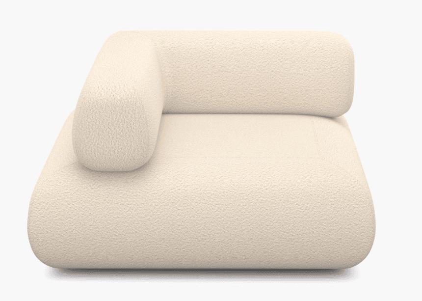 A single modular seating unit, characterized by a plush, textured off-white (cream) boucle fabric. I… — 3D model