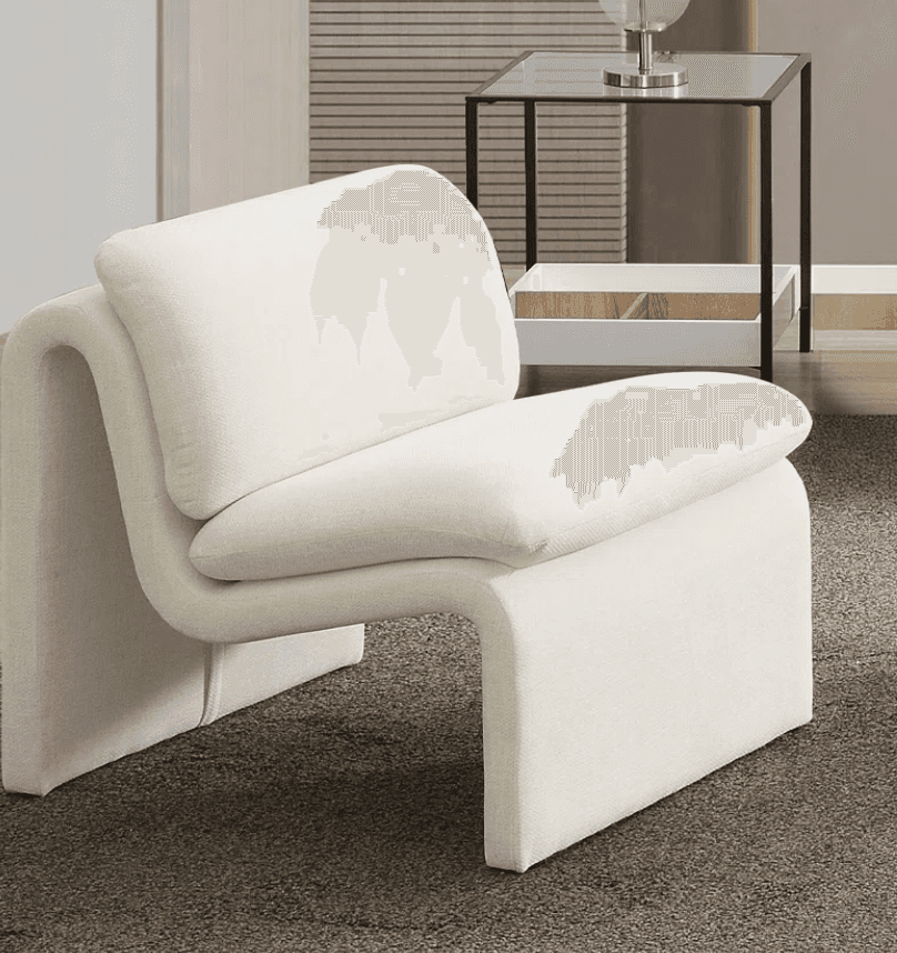 A contemporary armchair with a unique, sculptural design. It features a continuous, curved form that… — free OBJ 3D model
