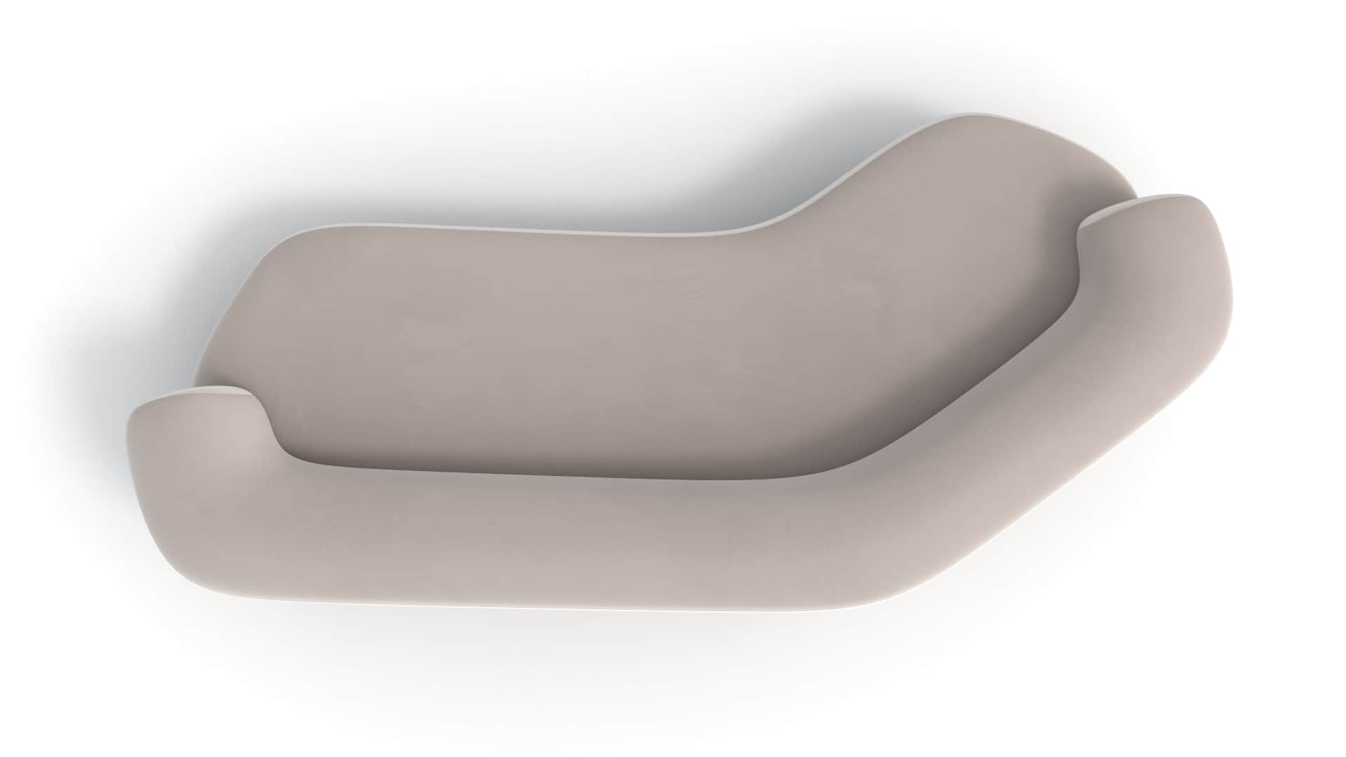A modern, minimalist chaise lounge featuring a continuous, organic form. It is fully upholstered in… — 3D model