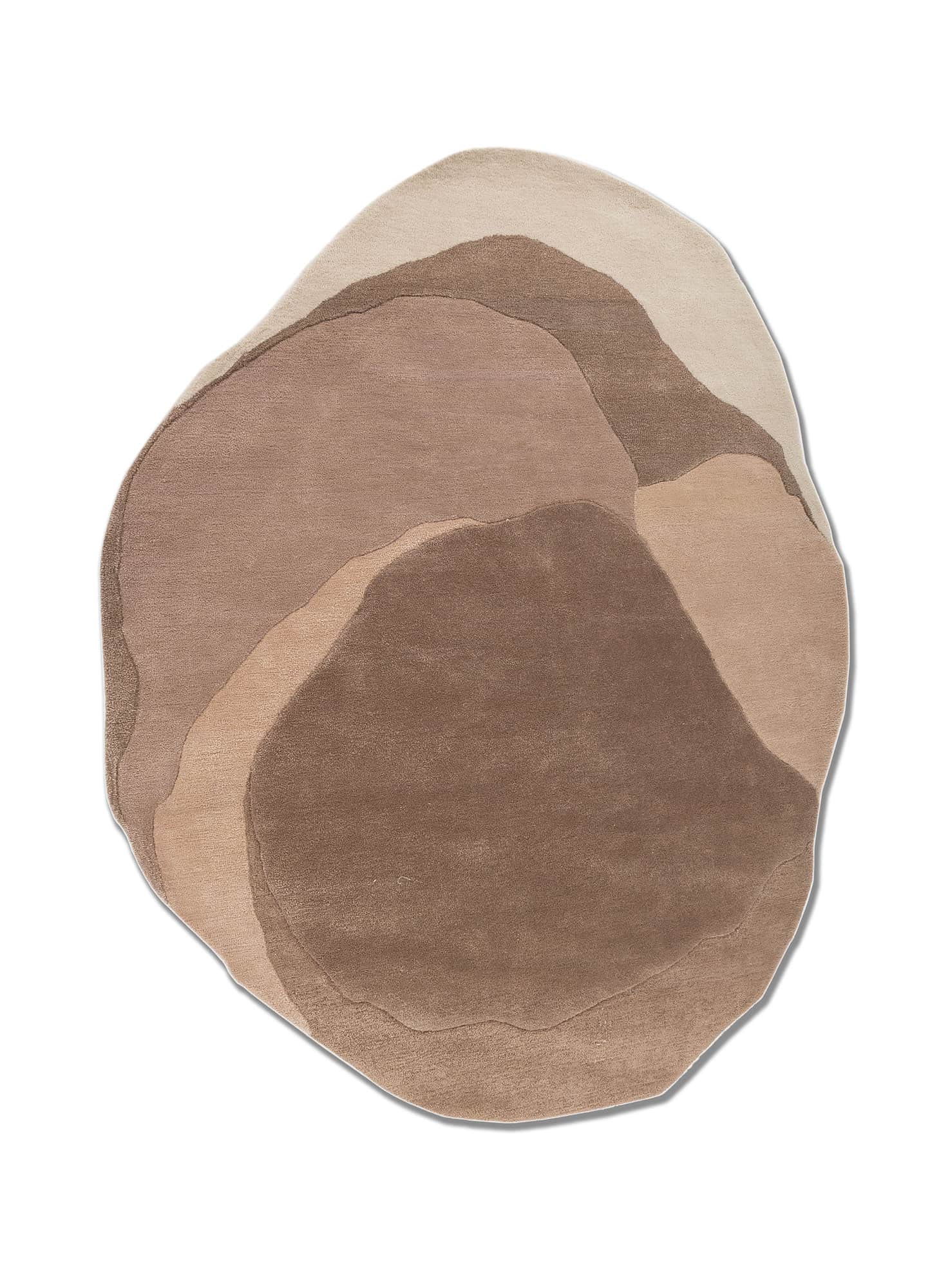 An organically shaped area rug featuring an abstract, multi-tone design. The rug has an irregular pe… — 3D model