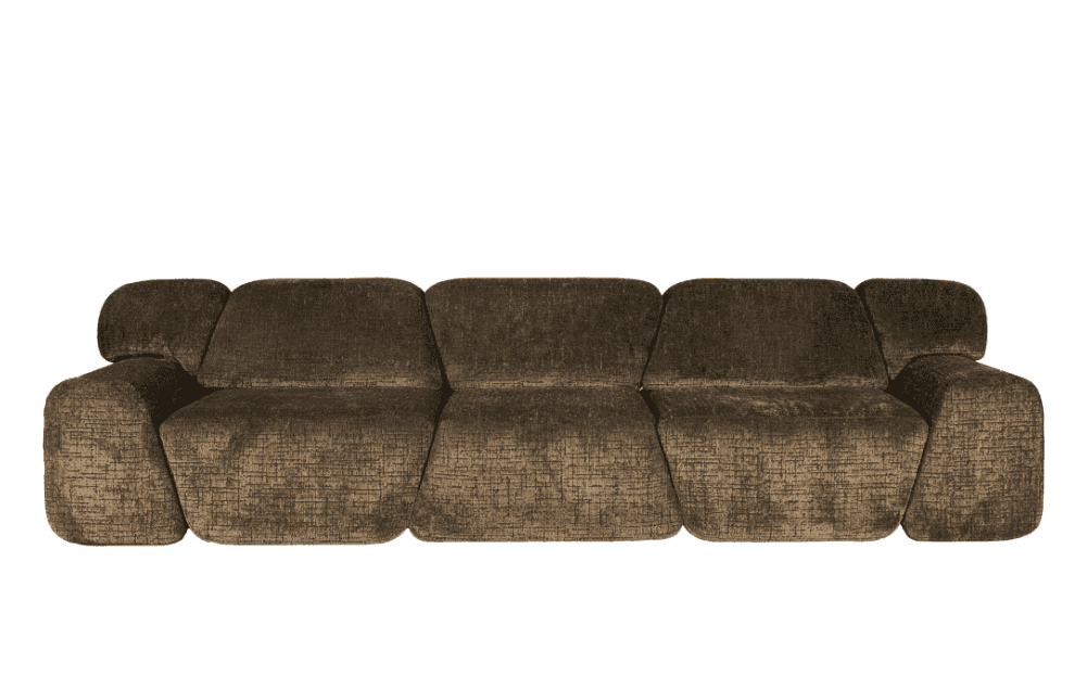 A modular sofa with a textured fabric upholstery. The sofa features five distinct seating sections,… — 3D model