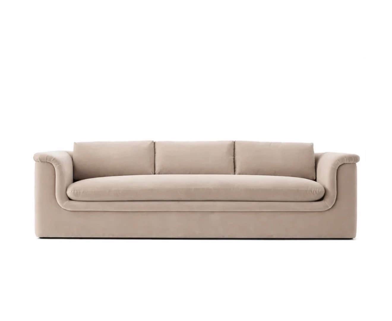 A three-seater sofa with plush cushioning and rolled arms. The sofa features a clean, modern design… — 3D model