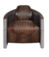 A vintage-style armchair with a curved back and sides. The seat and backrest feature vertical channe… — 3D model