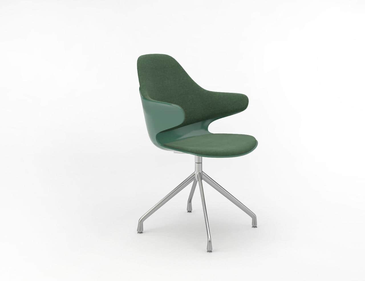 A contemporary swivel armchair featuring a distinctive two-tone green design. The chair has an organ… — 3D model