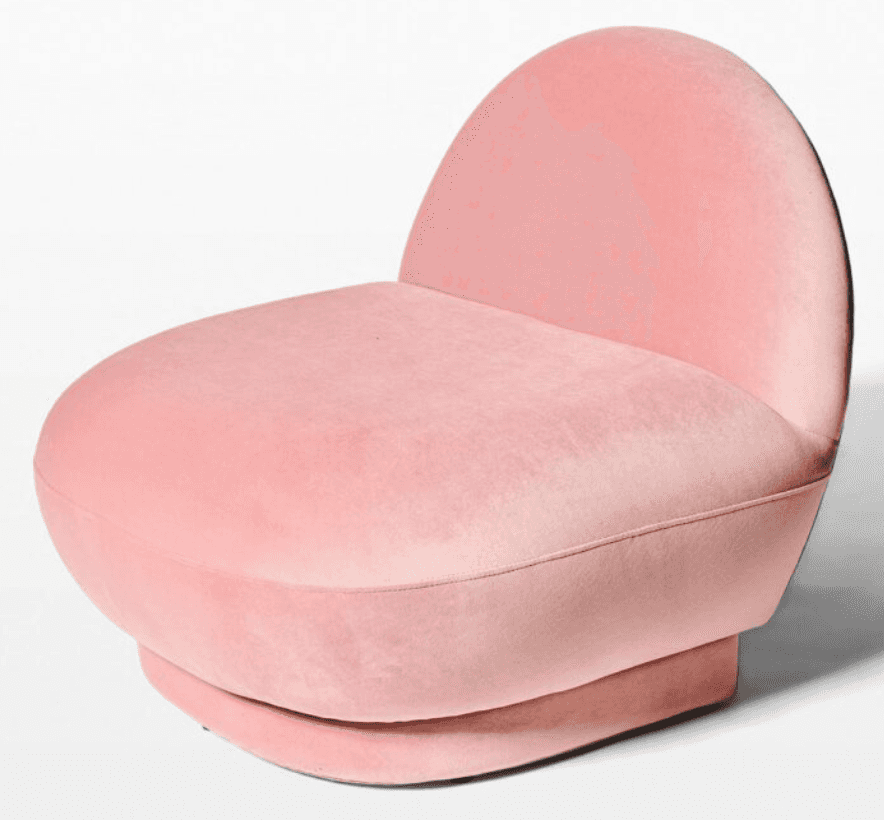 A plush, pink armchair with a rounded, sculptural form. The armchair features a high, curved backres… — 3D model