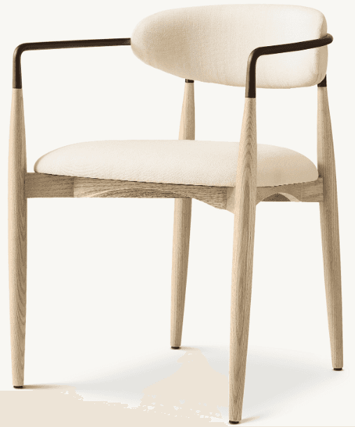 A modern armchair with a wooden frame and upholstered seat and back. The chair features tapered wood… — 3D model