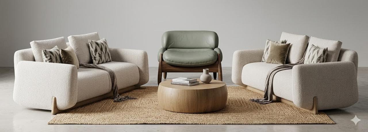 A minimalist, round coffee table crafted from light-toned wood, featuring a solid drum-like silhouette where the top and base are seamlessly integrated. — 3D model