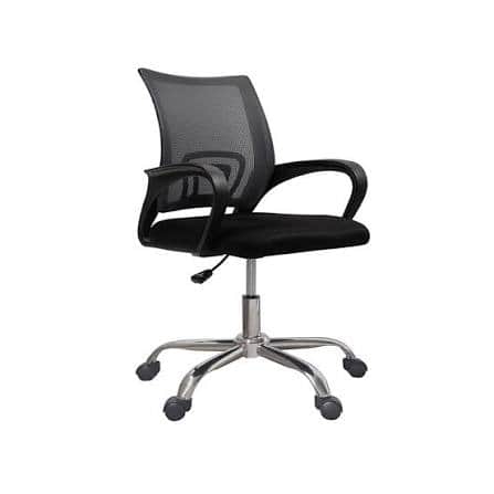 A modern office chair featuring a breathable black mesh backrest and a padded black fabric seat. It… — free BLEND 3D model