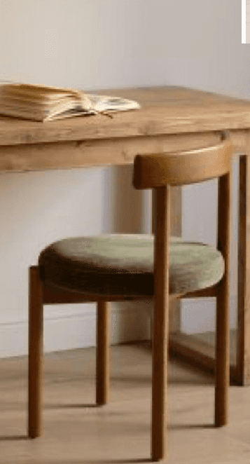 A minimalist dining chair featuring a light-toned solid wood frame, a gently curved wooden backrest,… — 3D model