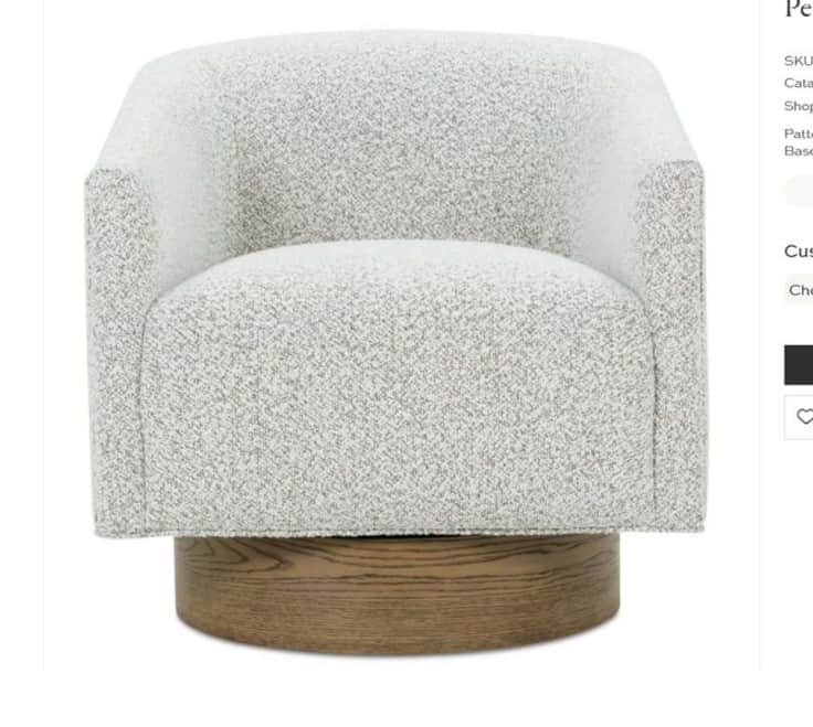 A modern armchair with a swivel base. The armchair features a rounded, upholstered body with low pro… — free OBJ 3D model