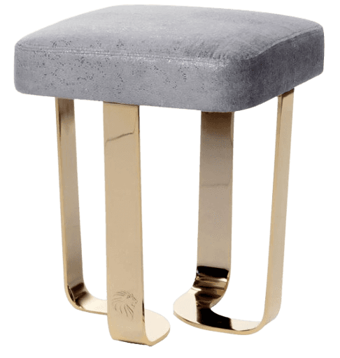 A small, upholstered stool with a square seat and four curved metal legs. The upholstery is a light… — free SKP 3D model