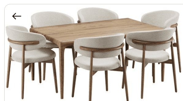 A modern chair featuring a continuous, curved upholstered backrest that seamlessly transitions into integrated armrests, an upholstered circular seat, and four slender, tapered wooden legs. — 3D model