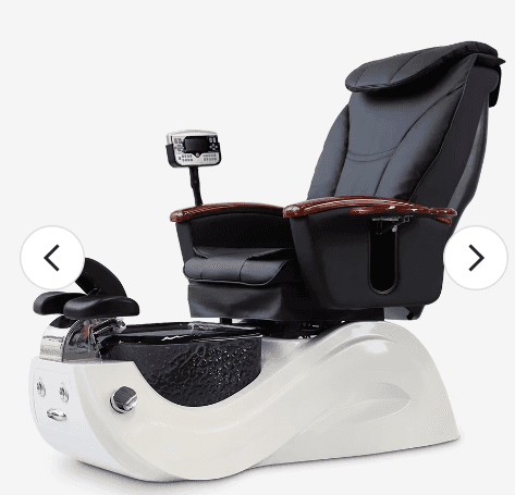 This is a modern pedicure spa chair featuring a plush black faux leather upholstered armchair with i… — free OBJ 3D model