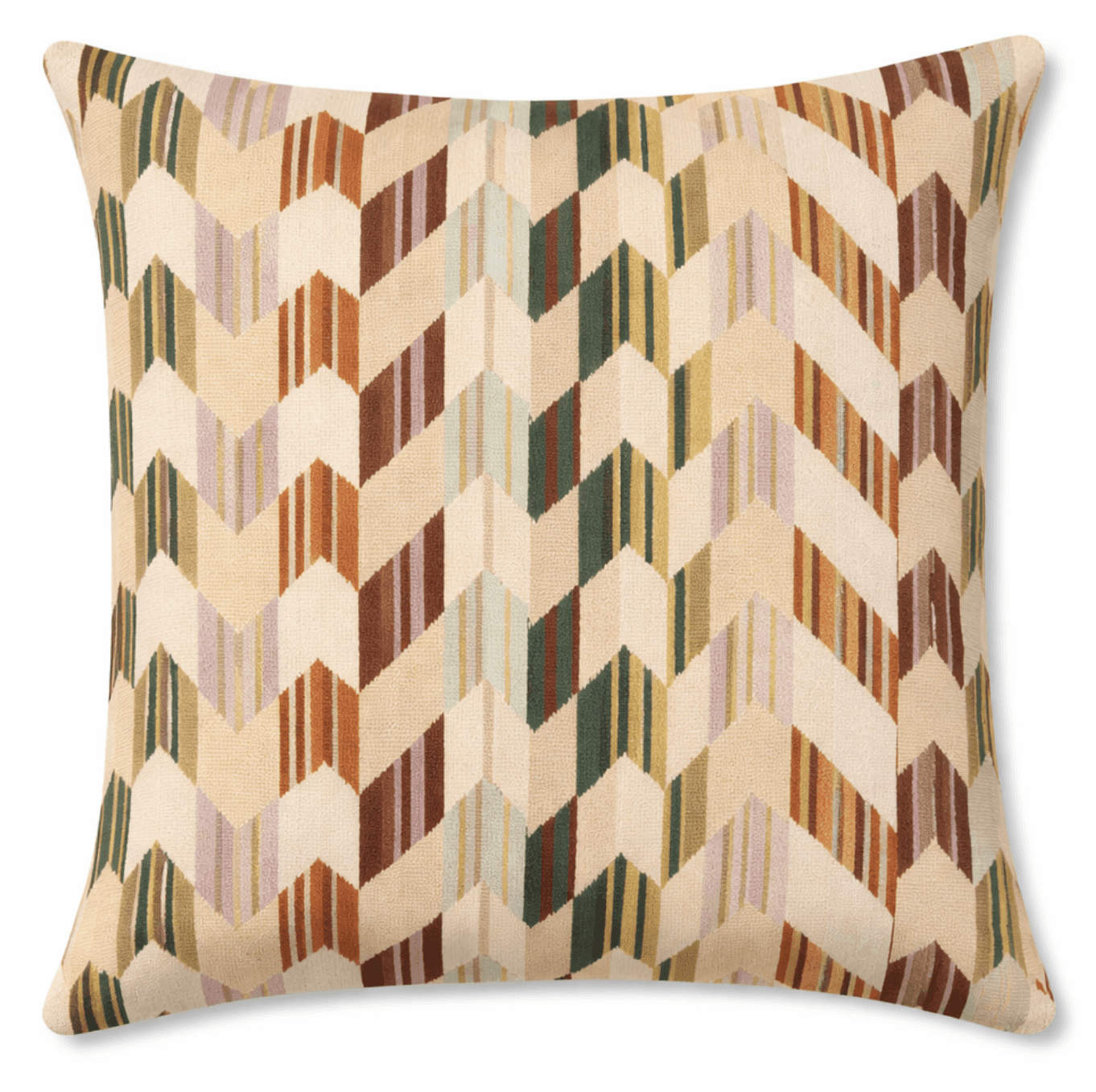 A square cushion with a geometric chevron pattern. The pattern is composed of interlocking chevron s… — 3D model