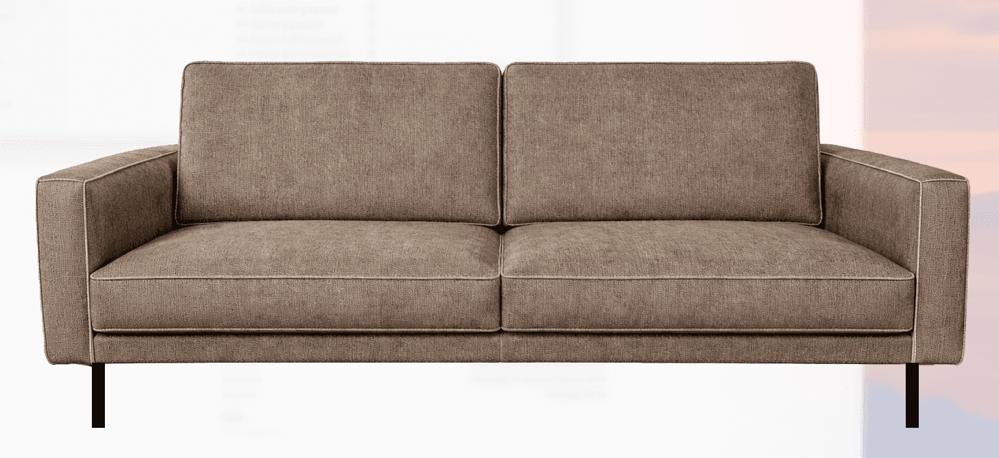 A two-seater sofa with a contemporary design. The sofa features upholstered cushions for the seat an… — free GLTF 3D model