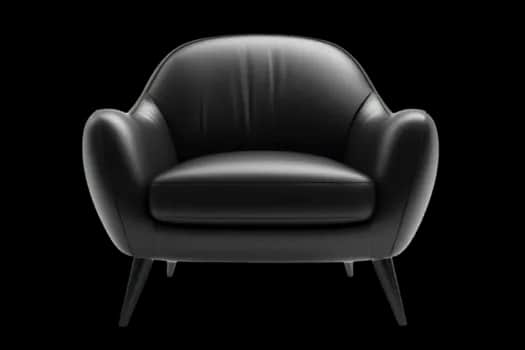 A sleek and inviting black leather lounge chair, featuring a deeply cushioned seat and backrest, sup… — free OBJ 3D model