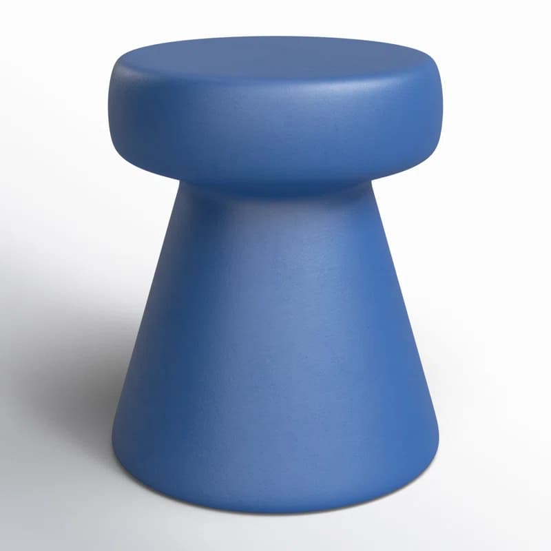 A small, blue stool with a rounded top and a conical base that tapers downwards. The stool has a smooth, matte finish and a simple, modern design. — 3D model