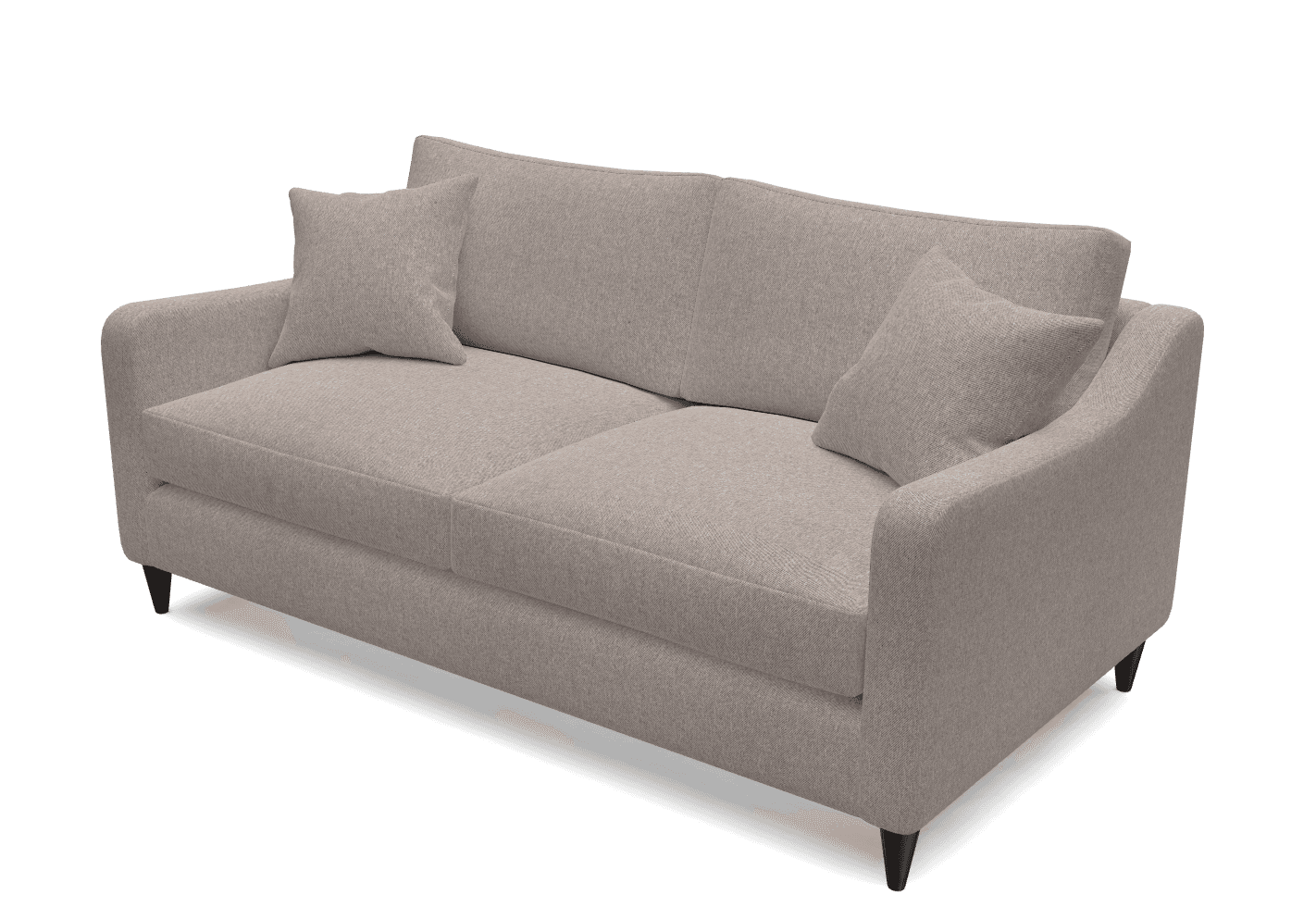 A three-seater sofa with a light gray textured fabric upholstery. It features clean lines, a low-pro… — 3D model