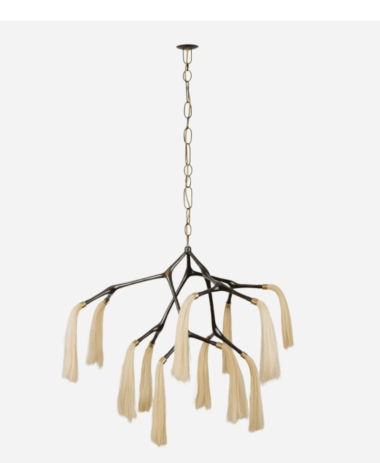 A ceiling-mounted chandelier featuring an abstract, branching metal structure with multiple arms, ea… — free STL 3D model