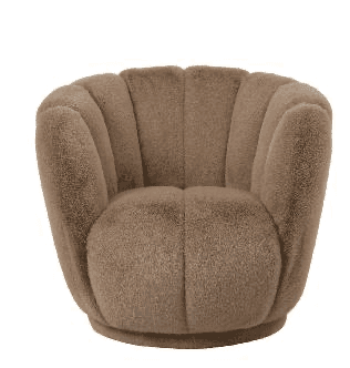 A modern, low-profile armchair with a rounded, shell-like back and seat. The upholstery features ver… — free OBJ 3D model