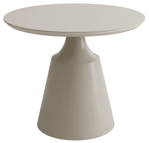 A small, round-topped side table with a single, tapered pedestal base. The table features a matte, neutral-colored finish. — 3D model