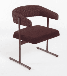 A contemporary upholstered armchair featuring a curved backrest and integrated armrests on a minimal… — 3D model