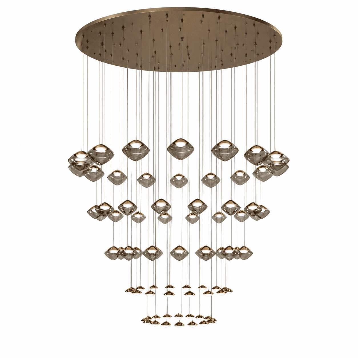 A sophisticated multi-tier chandelier featuring numerous individual light pendants suspended from a… — free STL 3D model
