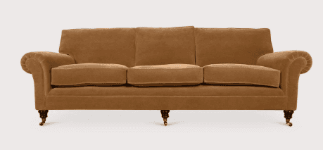A three-seater sofa with a rolled armrest on the left side. The sofa features three distinct seat cu… — 3D model