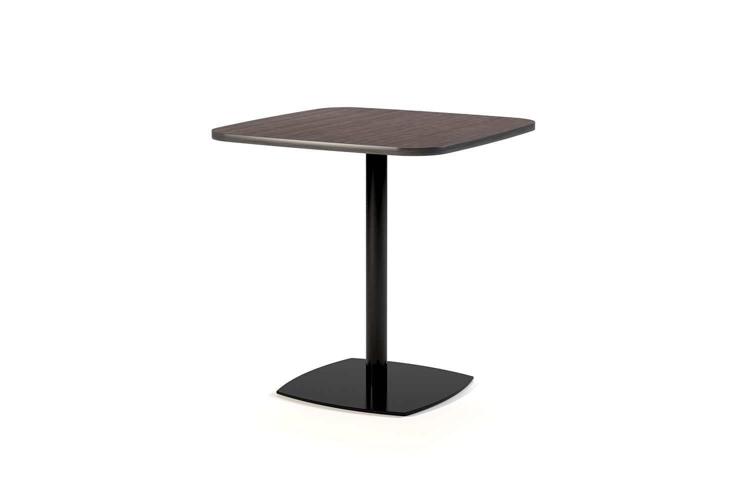 A modern accent table with a square, slightly rounded top and a central pedestal base. The tabletop… — 3D model