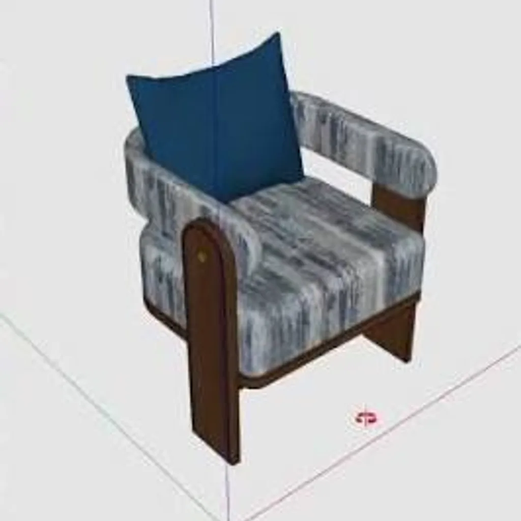 3D viewport screenshot of a upholstered armchair before AI rendering